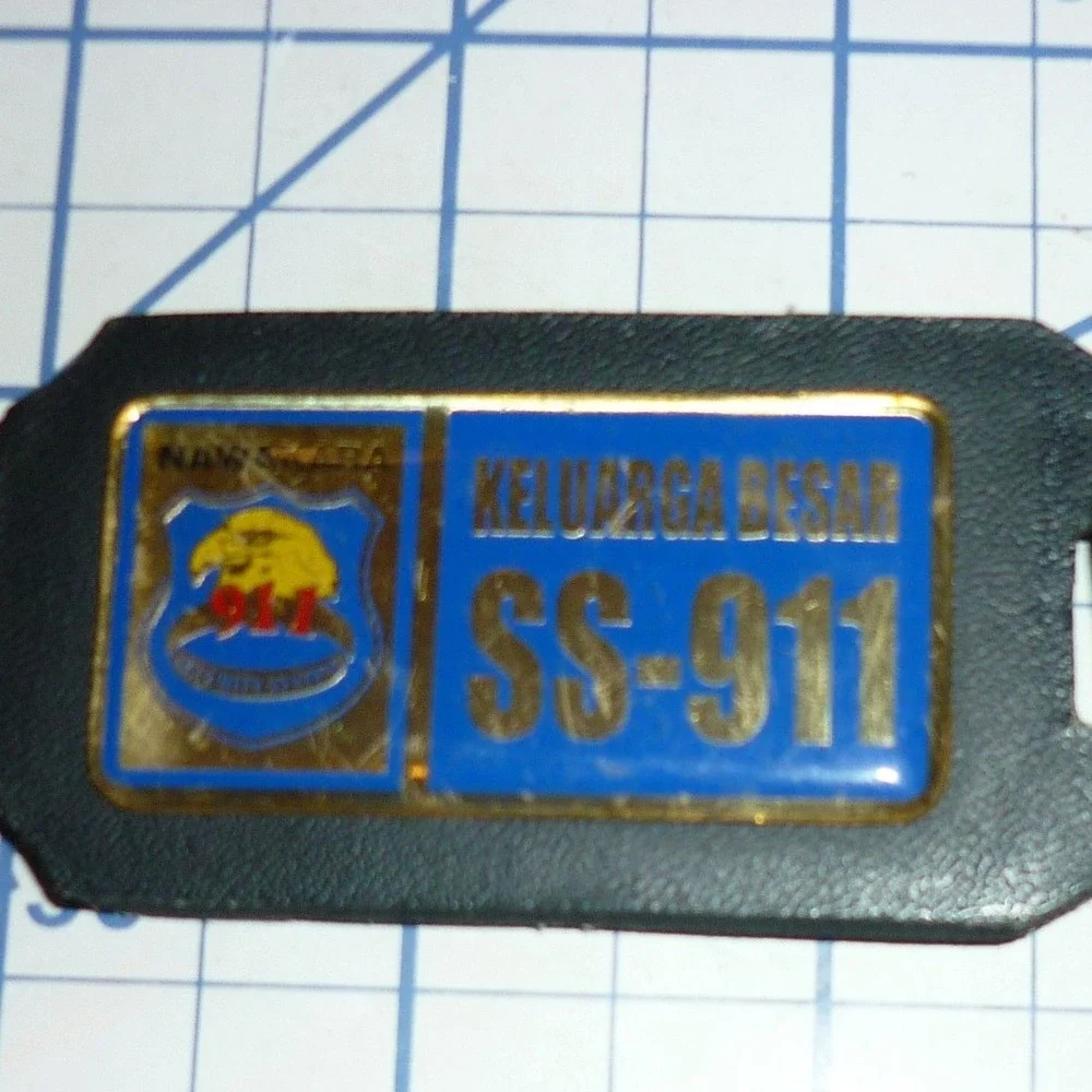 Vtg PT Nawakara SS-911 Keluarga Besar Leather Fob Keychain Indonesian Security
